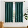 PONY DANCE Tende Oscuranti per Cucina Finestre Piccole 2 Pezzi Curtains Tenda Termica Isolante Freddo per Soggiorno con Fettuccia 140x175 CM, Verde Scuro