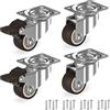 RAVN HAMAN Set di 4 ruote pivottanti per mobili da 25 mm - Ruote piroettanti con freno fino a 15 kg per ruota - Piccole rotelle girevoli in gomma - Rotolamento silenzioso e delicato sui pavimenti