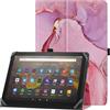 HoYiXi Custodia universale per 9-10.1 tablet Fire HD 10 2021/2023 e Fire HD 10 Plus 2021/2023 con supporto e Cover per cinturino da polso per 9-10.1 Samsung Lenovo Android tablet - marmo rosa