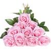 DuHouse 10 rose finte fiori di seta artificiali fiori di rosa finto fiore lunghi steli bouquet per organizzare matrimoni centrotavola festa casa decorazione cucina (rosa)