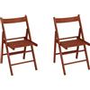 LIBEROSHOPPING sedia pieghevole in legno CILIEGIO per casa giardino campeggio richiudibile set 2 pz