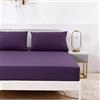 Jemiipee Lenzuola con Angoli in Tinta Unita, Letto Francese 140x200 cm - Lenzuola Sotto con Angoli Transpirante e Lavabile in Microfibra Morbida, Viola