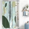 Uiiooazy Tenda Doccia Antimuffa, Tenda da Doccia 120x200cm Blu Verde Boho Chic Tropicale Astratta Foglie di Palma Tende da Bagno Tessuto Lavabile Impermeabile Tende per Vasca da Bagno con 8 Anelli