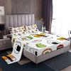 Loussiesd Set di biancheria da letto per ragazze e ragazzi, motivi ispirati al sushi, cartone Kawaii, stile giapponese, misura matrimoniale, lenzuolo piano, lenzuolo con angoli, 2 federe