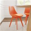 DEGHI Sedia in similpelle arancione gambe in legno con cuscino - Alborg Lux