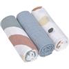 LÄSSIG Coperta Puck per neonati Panno di garza Set di 3 pezzi in cotone 85 x 85 cm/Swaddle & Burp Blanket L Rainbow powder blue