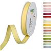 Halbach Seidenbänder Nastro decorativo con bordi in lino, larghezza: 15 mm, lunghezza 20 m, nastro per regali, decorazione fai da te, colore: giallo/lino