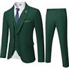 Hihawk, Completo da uomo in 3 pezzi con tessuto elasticizzato, tinta unita, slim fit, con un bottone, giacca, gilet e pantaloni con cravatta, nero, L