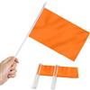 Anley Orange Mini Flag 12 Pack - Banderas de mano pequeñas en miniatura de color naranja sólido en blanco en palo-Resistente a la decoloración-5x8 pulgadas con poste sólido y parte superior de lanza