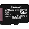 KINGSTON MICRO SDHC 64GB CANVAS SELECT 80R CL10 UHS-I CON ADATTATORE SD