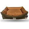 Ligo Oliver - Cuccia per cani di grande taglia idrorepellente sfoderabile resistente ai graffi. Cuscino materasso per cani in nylon. REALIZZATA A MANO IN ITALIA (S:60x50 cm, VERDE OLIVA/CARAMELLO)
