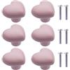 NAKUPENDA 6Pcs Manopole per Mobili Pomelli per Cassetti in Ceramica a Forma di Cuore Pomello in Ceramica per Cassetto Cameretta Maniglie Delle Porte Armadi (Rosa Chiaro)