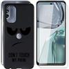 WXPPJ Cover + Vetro Temperato per Motorola Moto G62 5G (6.5), WXPPJ Silicone Protettivo Custodia Nero Morbido TPU Case e 9H Glass Alta qualità Film Protettivo per Motorola Moto G62 5G -Don't Touch