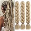 EMMOR Estensioni per Capelli Intrecciati Jumbo di 24 pollici/60cm in Fibra Sintetica ad Alta Temperatura, confezione da 3 pezzi per Trecce a Scatola Pre-Stirate Kanekalon (Biondo Cenere)