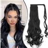 Dcbaboo Coda Capelli Extension Ricci 60cm Coda Finta Capelli Sintetici Posticci per Capelli Ondulati Extension Coda Capelli Finti Clip Coda di Cavallo Mossi Lunghi Wrap Around Ponytail, Jet Nero