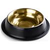 StilGut Ciotola per Cani e Gatti, Scodella per Cibo in Alluminio da 0,2 Litri, Ciotola per Acqua e Cibo - Nero/Oro
