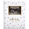 Pearhead Hello Baby - Libro dei ricordi per neonati, diario delle pietre miliari, regalo per neomamma, neonato, ricordo premuroso per battesimo o battesimo, a pois bianchi e neri, versione inglese