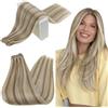 RUNATURE Capelli Veri Tessitura 35CM 100g Extension Weft Capelli Lisci Marrone Chiaro Alto Biondo Platino Extension Capelli Cucite Veri Extension Brasiliani Hair Bundles Extension #8P60