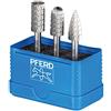 PFERD Set di 3 punte per fresa HSS, dentatura 3, Ø 12 mm, diametro gambo: 6 mm, 22900811 - universale per acciaio, ghisa e ghisa