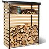 IDMarket - Casetta in legno per legna da ardere, tetto inclinato e mensola