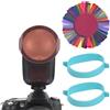 Andoer Kit di filtri per illuminazione flash in gel per fotocamera a testa rotonda, kit di filtri per correzione del colore per Godox V1 Series Speedlight H200R testa flash con custodia