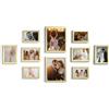SONGMICS Set di 10 Cornici per Foto, Due 20 x 25 cm (8 x 10 Pollici), Quattro 13 x 18 cm (5 x 7 Pollici), Quattro 10 x 15 cm (4 x 6 Pollici), PS e MDF, Oro Pallido RPF310A01