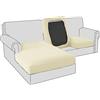 BXFUL Federa per cuscino per divano, in velluto elasticizzato, copridivano, ricambio per singoli cuscini (1 posto, beige)