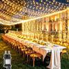 Dekofun 2 Pezzi Tenda Luminosa 6M x 3M 600 LED Luci a Tenda con Presa, Timer, 8 Modalità, Impermeabilità IP65 Cascata di Luci per Esterno Interno Balcone Giardino MatrimonioTerrazzo - Bianco Caldo