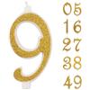 IDEGOS Candelina a numero 9 bianca con Glitter Oro 10 cm IDEGOS