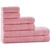 Tuiste Set Asciugamani Bagno, Hotel, Cotone, 2 Teli Doccia 70x140cm + 2 Asciugamani Viso 40x70cm + 2 Asciugamani Ospiti 30x50cm, Asciugamani Bagno Viso e Bidet, Colore: Rosa Antico