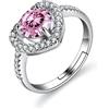 Bellitia Jewelry Anello Regolabile Donna Cuore in Argento Sterling 925, Anello con Pietra Zirconia Cubica, Regalo per Donne e Ragazze