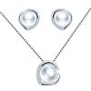 CPSLOVE Collana e Orecchini di Perla da Donna, Parure di Gioielli in Argento 925, Eleganti Collane Ciondolo di Perle, Orecchini di Perle a Cuore, Zircone intarsiato