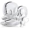 VEWEET FIONA Servizio di Piatti in Ceramica Bianca Set di Posate 20 Pezzi con 4 Portauova, 4 Tazza 350 ml, 4 Ciotola per Cereali, 4 Piatti da Dessert e 4 Piatti Piani per 4 Persone