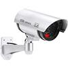 O&W Security Dummy - Videosorveglianza con obiettivo, telecamera di sorveglianza con luce a LED rossa, vera per parete e soffitto