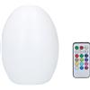 GRUNDIG Lampada da tavolo a LED a forma di uovo - lampada RGB - lampada da tavolo a batteria - con telecomando - diversi colori e modalità - funzione timer da 4 a 8 ore - plastica - bianco