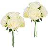 Flair Flower Bouquet di rose artificiali, bouquet di rose artificiali, bouquet di fiori di seta, bouquet di fiori, bouquet, composizioni floreali, rose da fattoria, peonie, set da 2, crema