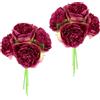Flair Flower Bouquet di rose artificiali, bouquet di rose artificiali, bouquet di fiori di seta, bouquet di fiori, bouquet, composizioni floreali, rose da fattoria, peonie, set da 2, rosso scuro