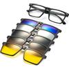 JIM HALO Magnetic 5pcs occhiali da sole a clip polarizzato Frame quadrato alla moda di plastica per la guida notturna