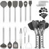 Kyraton Set di utensili da cucina, Kyraton 38 pezzi di cucina in silicone antiaderente, set di cucchiai e spatole con robusto supporto per utensili in acciaio inox, lavabili in lavastoviglie