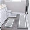 Pauwer Tappeto Bagno 3 pezzi, Morbido Tappeto Doccia Super Assorbente, Tappetino Bagno Antiscivolo, Lavabile in Lavatrice, Peloso Tappetino Doccia in Microfibra, a Forma di U, Tappetini Bagno per Wc