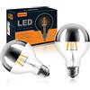 KOOYWAN Lampada a specchio con testa a E27 LED argento 6watt 600 lumenbianco caldo dimmerabile 2pcs