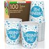 Baciato Caffè 100 Bicchieri in Carta 200ml Biodegradabili Monouso Ecologici Made in Italy Asporto per Bevande Calde Acqua Colorati Fantasia DRINK ME - Prodotto e Confezionato in Italia