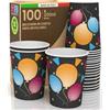 Baciato Caffè 100 Bicchieri in Carta 200ml Made in Italy Ecologici Biodegradabili Monouso da Asporto Bevande Calde Acqua Colorati Fantasia BLACK PARTY - Prodotto e Confezionato in Italia