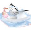papercrush® Biglietto pop-up per la nascita della bambina, 3D, biglietto di auguri per la nascita della figlia, biglietto regalo fatto a mano, biglietto di auguri con cicogna