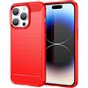 Topme Custodia in Silicone per iPhone 14 Pro (6.1 Inches), [custodia per Telefono in Stile Spazzolato] - Rosso