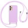 Vauki Cover per Cordino con Collana per Samsung Galaxy A33 5G, Custodia Silicone Morbido con Corda, Case Tracolla Antiurto con Necklace Regolabile per Samsung A33 5G 6.4, Viola 01