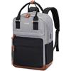 LOVEVOOK Zaino Porta PC Donna, 15.6 Pollici Zaino da Viaggio Scuola Università Grande, Impermeabile Zaino Lavoro Ufficio Antifurto Elegante, Computer Laptop Travel Backpack Waterproof Grigio