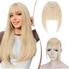Elailite Frangia Capelli Veri Clip Biondo Platino, Remy Human Hair Frangetta Finta alla Francese Hair Fringe Frontale Bang con Tempie Posticci Donna