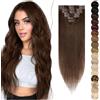 SEGO Extension Clip Capelli Veri 8 Fasce Singole - 100% Remy Human Hair Lisci Lunghi Parrucca Donna 50 cm (70 g) #4 Marrone Medio