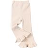 Happy Cherry Pantaloni Lunghi Bambina Vita Elastica Pantaloni Svasati Zampa di Elefante Costine Pantalone a Campana Orlo con Volant Tinta Unita 3-4 Anni Beige